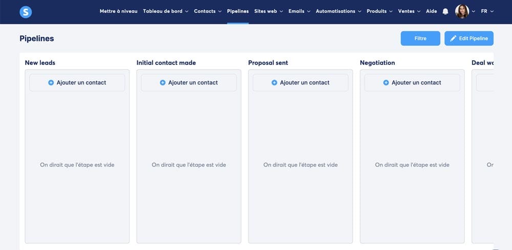pipelins / CRM systeme.io