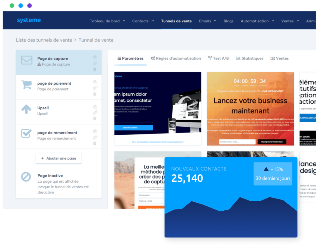 tunnels de vente sur systeme.io