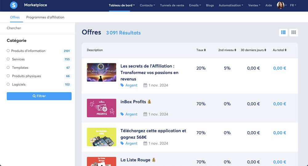 Exemple de marketing d'affiliation  en marketing digital