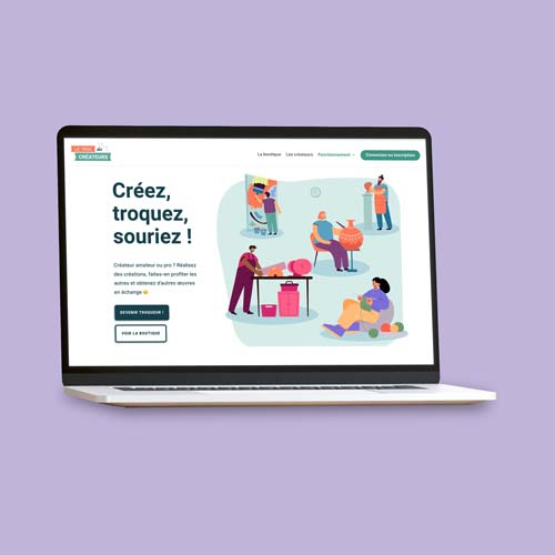 Image montrant la création du site internet du Troc des Créateurs
