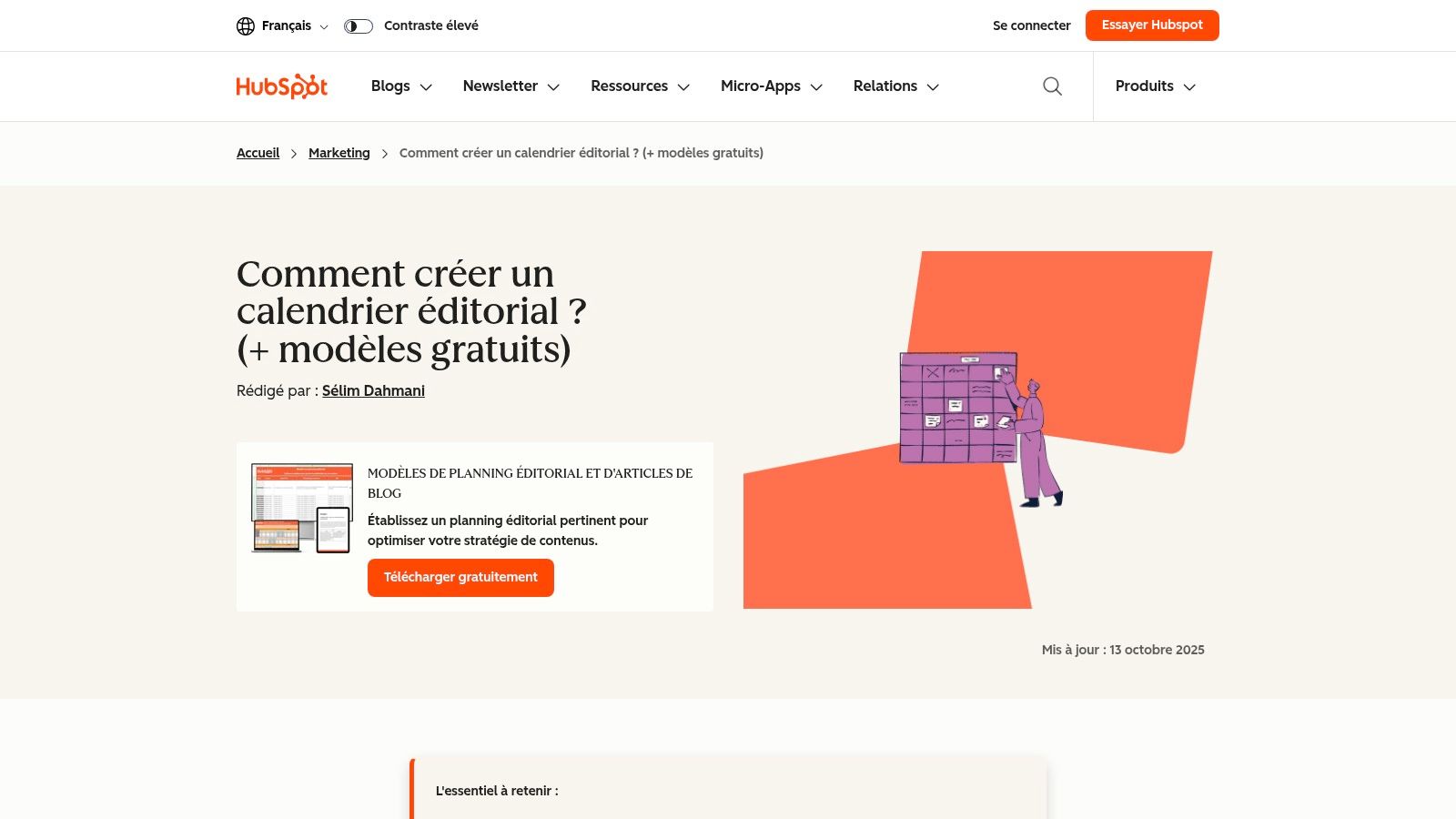 HubSpot (FR) – Pack de modèles calendrier éditorial