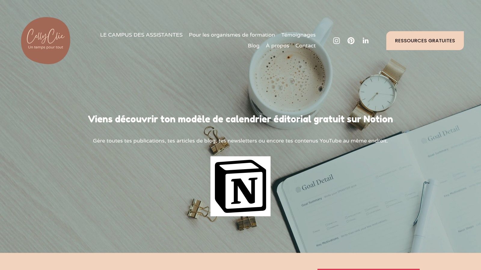Celly Clic – Modèle Notion Calendrier éditorial (gratuit, freelance)
